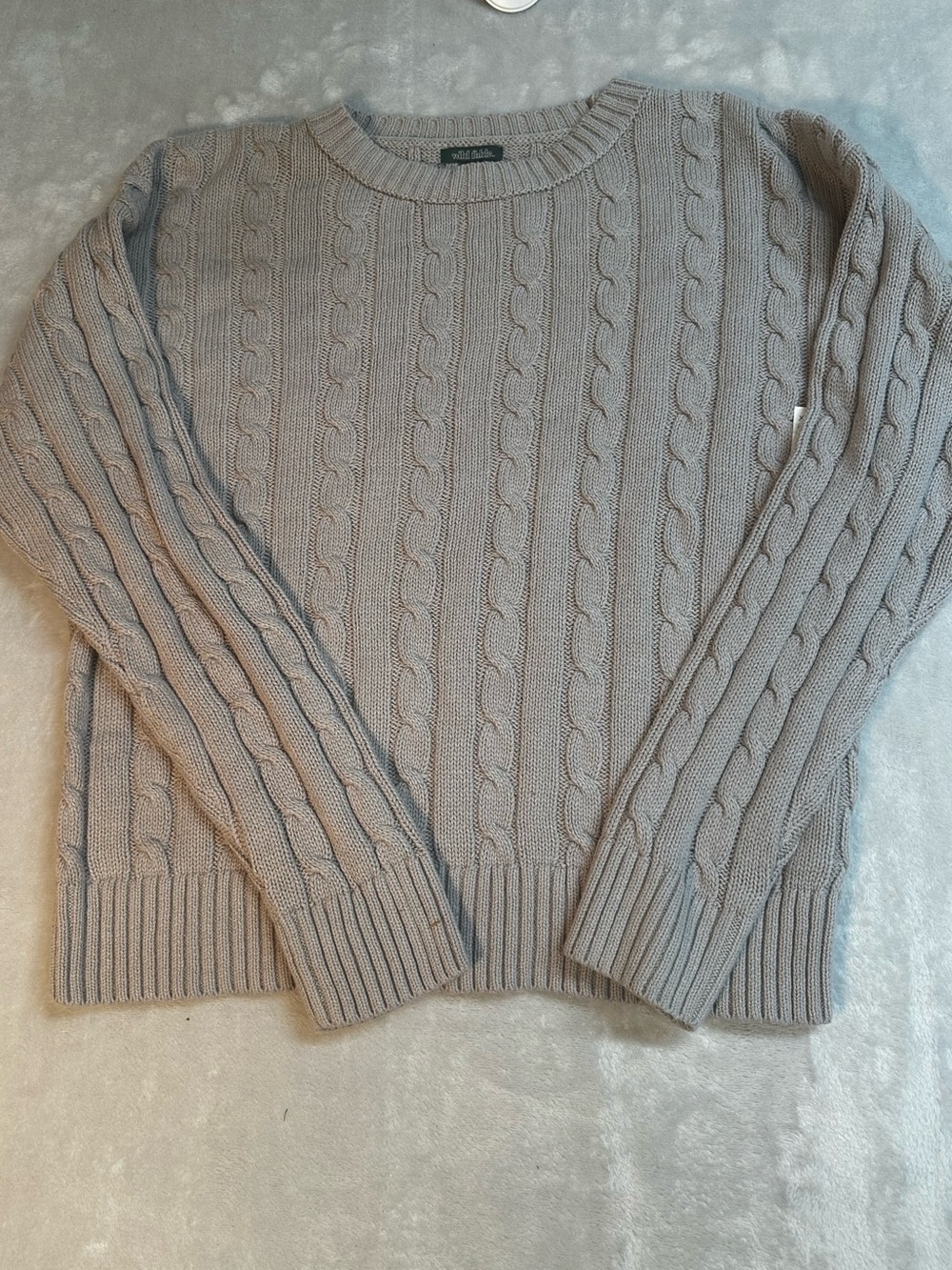 Wild Fable Gray Cable Knit Crewneck Sweater XL Cotton Blend Cozy